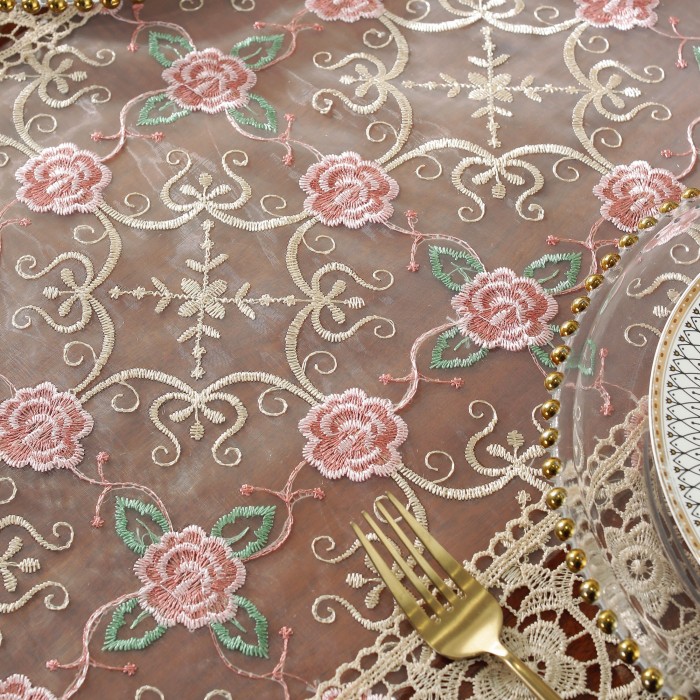 1pc Vibrant Embroidery Stitching Lace Organza Fabric - Decorative Fabric for Home and Holiday Decorations - Various Sizes (16x16in, 16x36in, 16x44in, 16x60in, 16x72in, 16x88in) for DIY Projects and Crafting