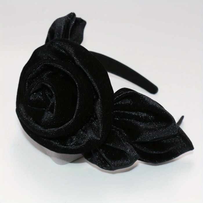 1pc Vintage Velvet Flower Hair Band for Women, Elegant Leaf Headwear, Luxury Hair Accessories, Perfect for Party Or Birthday Gift