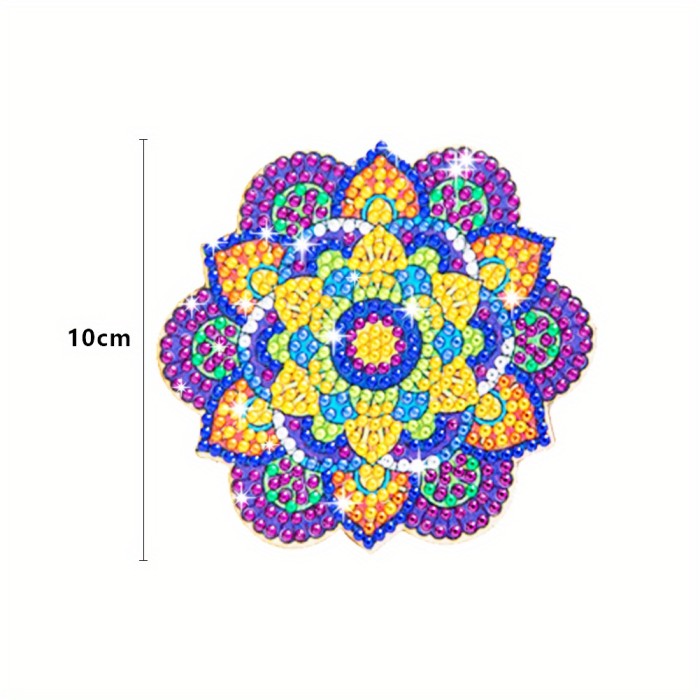 DIY Diamonds Painting Coaster with Rack Woodiness Rhinestones Cup Pad Non-slip 6pcs Fashion Art Crafts Handmade Sparkly Kitchen Accessories