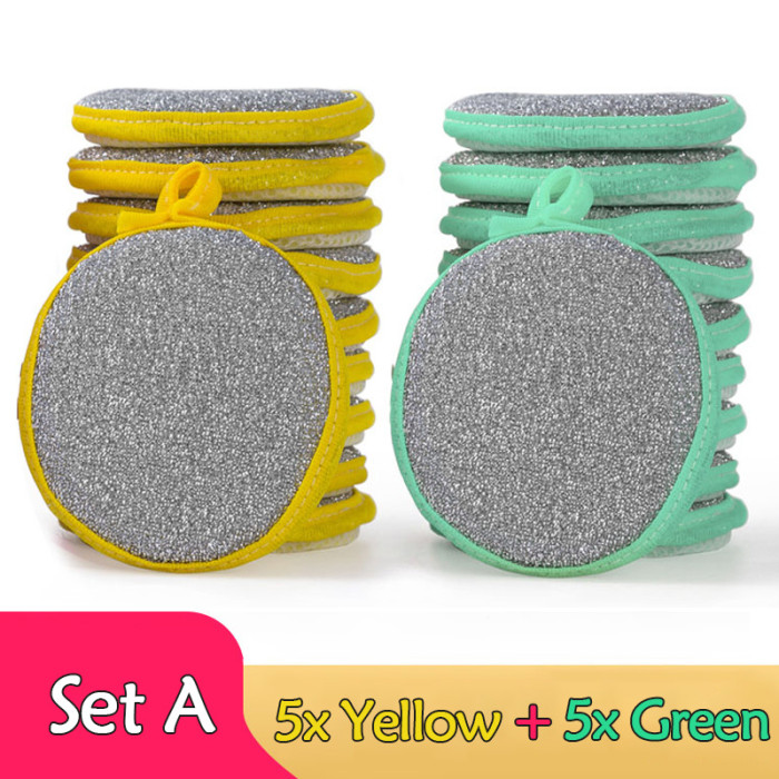 5\u002F10pcs, Double Side Dishwashing Sponge Pan Pot Dish Wash Sponges Household Cleaning Tools Kitchen Tableware Dish Washing Brush