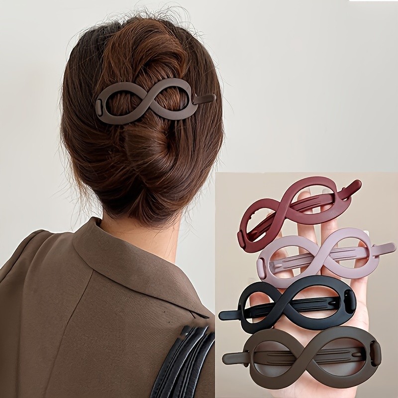 4pcs\u002F3pcs 8-character frosted hairpin headwear for Women's temperament, back-of-the-head bun hair clip, fashionable one-word hair clip, simple bun hair clip, twist hair accessory