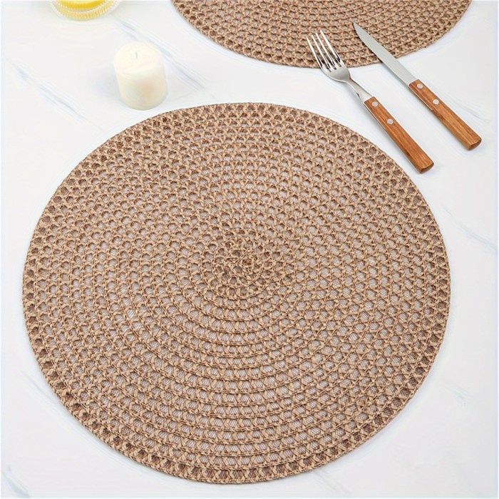4pcs Set of Non-Slip Round Woven Coasters - Boho Chic Braided Jute Placemats for Dining Table, Perfect for Parties, Restaurants, and Farmhouse Gatherings, Coasters for Table