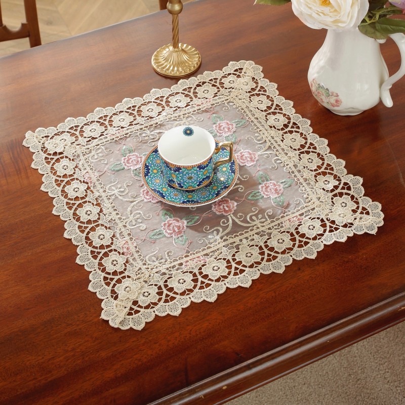 1pc Vibrant Embroidery Stitching Lace Organza Fabric - Decorative Fabric for Home and Holiday Decorations - Various Sizes (16x16in, 16x36in, 16x44in, 16x60in, 16x72in, 16x88in) for DIY Projects and Crafting