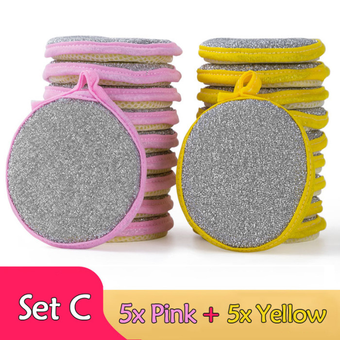 5\u002F10pcs, Double Side Dishwashing Sponge Pan Pot Dish Wash Sponges Household Cleaning Tools Kitchen Tableware Dish Washing Brush
