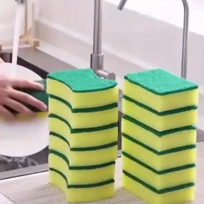 12\u002F24pcs Kitchen Cleaning Sponge, Dish Towel, Scouring Pad, Dishware Anti-Scratch Scrubbing Sponge