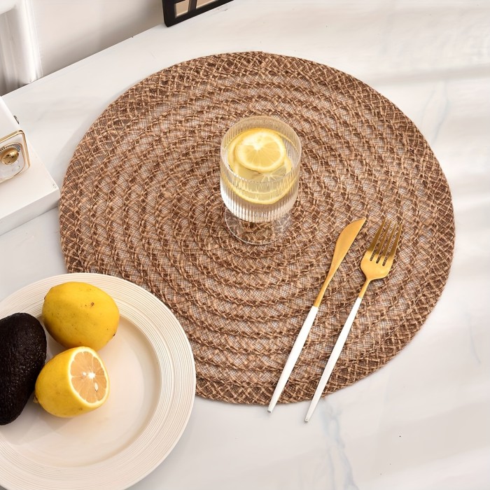4pcs Set of Non-Slip Round Woven Coasters - Boho Chic Braided Jute Placemats for Dining Table, Perfect for Parties, Restaurants, and Farmhouse Gatherings, Coasters for Table