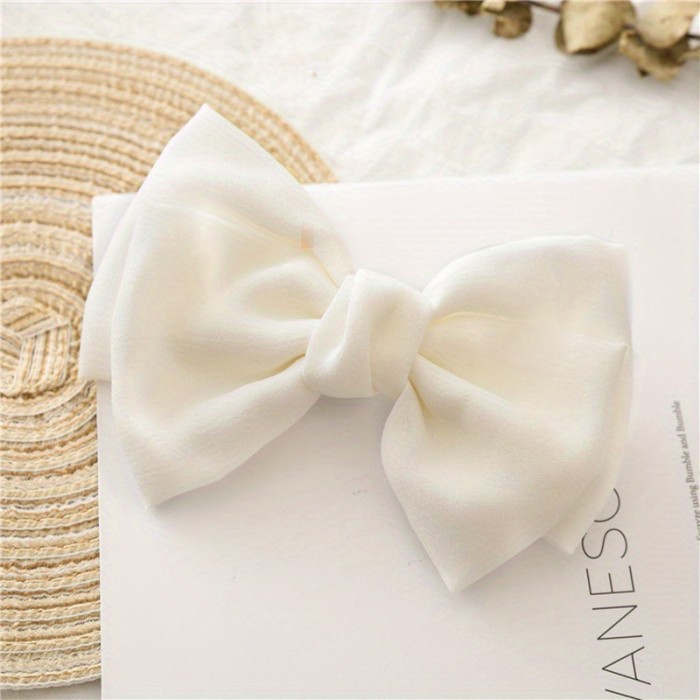 1pc Fabric Bowknot Hair Clip Simple Style Solid Color Hair Clip Non-slip Duck Billed Clip Hair Accessories