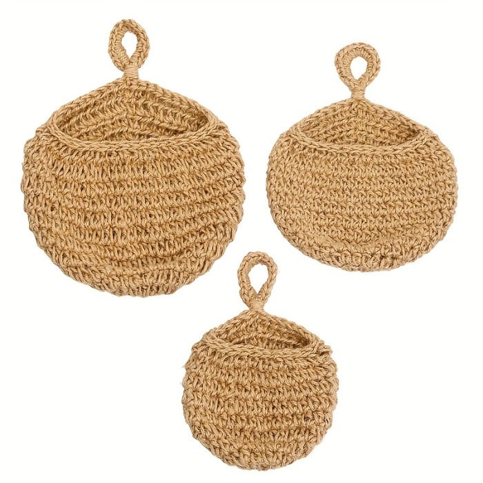 3pcs Teardrop Hanging Basket, Flower Basket, Snack Basket, Bohemian Style Hangable Storage Basket for Living Room Bedroom Home Wall, Decorative Hanging Basket, Craft Storage, 3 Sizes
