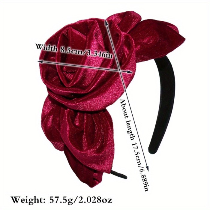 1pc Vintage Velvet Flower Hair Band for Women, Elegant Leaf Headwear, Luxury Hair Accessories, Perfect for Party Or Birthday Gift