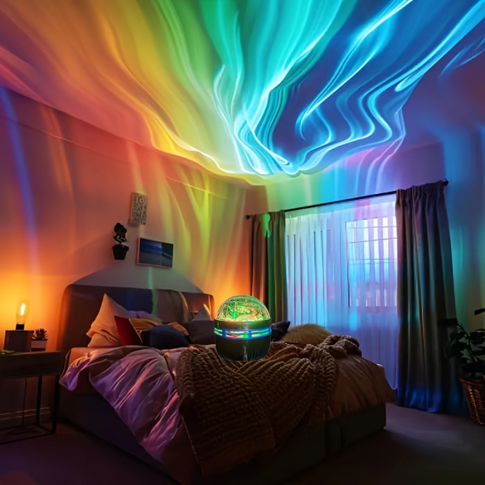 RGB Remote Control Aurora LED Mood Projection Light, Galaxy Star Projector for Bedroom Night Light, Adult Room Decoration, Home Theater, Ceiling, Camping, Wedding, Holiday Party, and Christmas Gift