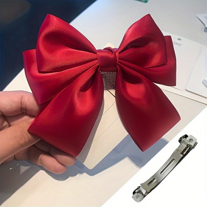 Large Bow Hair Clip, Spring Clip For Various Hairstyles, Perfect Accessory For Any Occasion, Casual Style