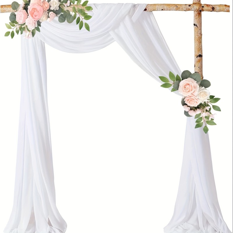 1pc Lustrous Tulle Wedding Arch Curtain - Elegant Pure White Backdrop for House Wood Arches - Romantic Ceremony & Party Ceiling & Outdoor Decor
