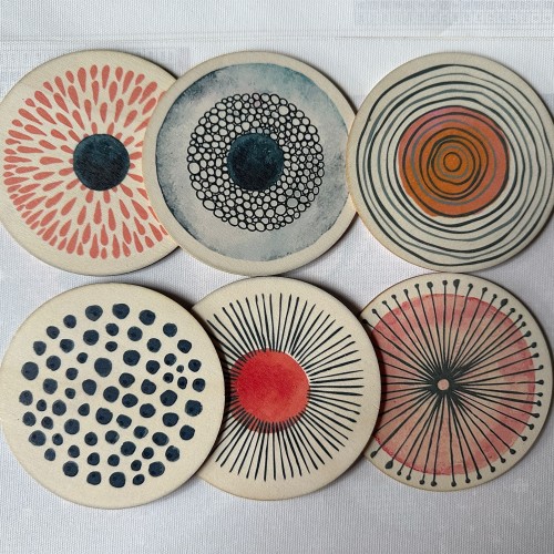 6pcs Summer Fruit Art Coaster Set - Heat-Resistant, Non-Slip & Decorative Table Mats for Home, Office & Parties - 3.94\