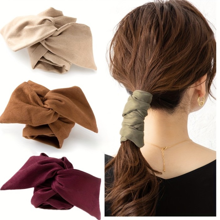 Single Piece Elegant Fabric Hair Tie - Minimalist Solid Color Daily Headband with Tail for Women, Fashion Accessory