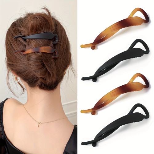 4pcs Women's French Hair Clips - Acrylic Flat Hair Clips for Thin Hair, Banana Hair Clips for All Hair Types
