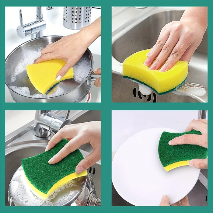 12\u002F24pcs Kitchen Cleaning Sponge, Dish Towel, Scouring Pad, Dishware Anti-Scratch Scrubbing Sponge