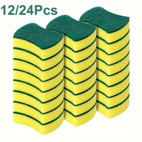 12\u002F24pcs Kitchen Cleaning Sponge, Dish Towel, Scouring Pad, Dishware Anti-Scratch Scrubbing Sponge