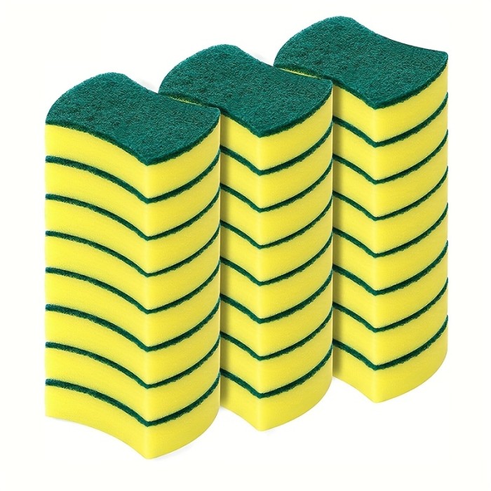 12\u002F24pcs Kitchen Cleaning Sponge, Dish Towel, Scouring Pad, Dishware Anti-Scratch Scrubbing Sponge