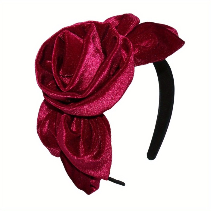 1pc Vintage Velvet Flower Hair Band for Women, Elegant Leaf Headwear, Luxury Hair Accessories, Perfect for Party Or Birthday Gift