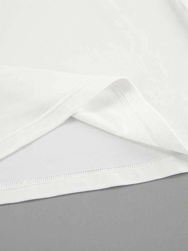 Long Sleeves Skinny Asymmetric Knot Pleated Solid Color Round-Neck T-Shirts Tops