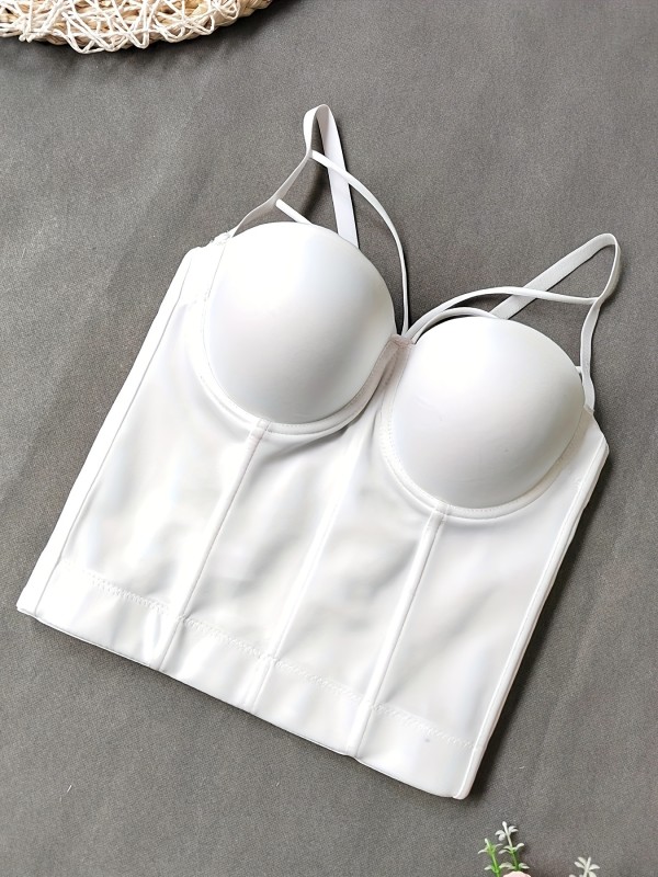 Women'S Sexy Camisole Vest Shapewear, Mature Style Solid Color Polyester 88% Elastane 12% Knit Fabric, 180gsm, External & Internal Fishbone Bra Pairing, Adult Tight Fitting Top