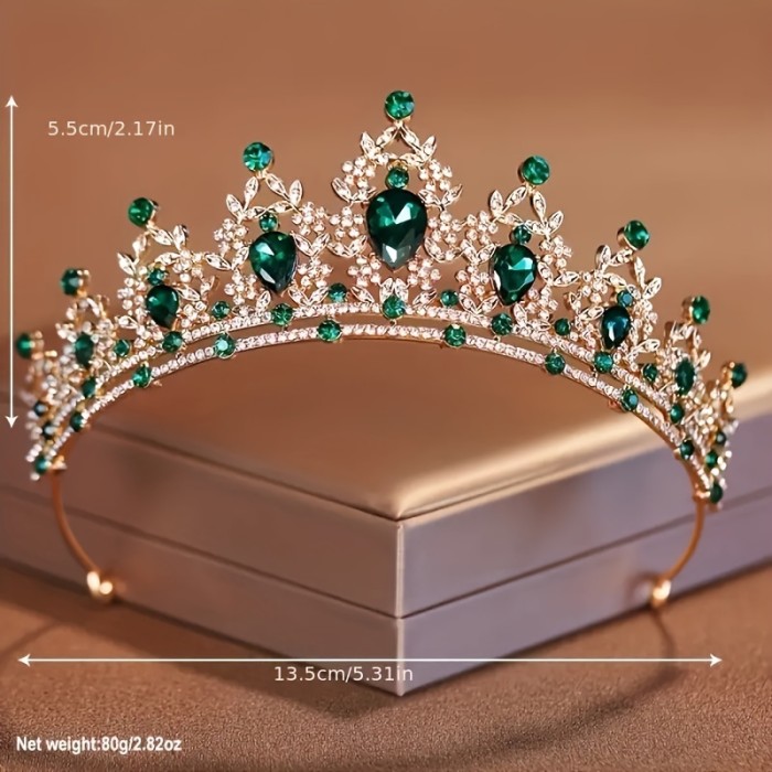 1pc Baroque Style Bridal Tiara With Imitation Purple Crystals, Luxurious Korean Style Princess Birthday Crown, Regal Wedding Headpiece For Women