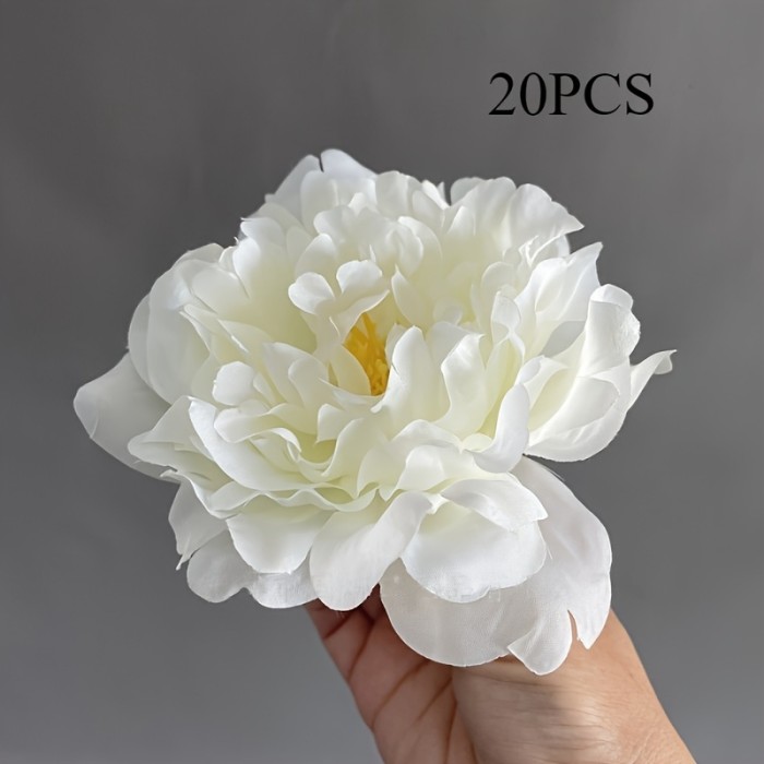 20pcs Artificial Peony Flowers for Wedding, Home & Garden Decor, DIY Floral Wall Backdrop Accessories, Living Room Decor, Front Door Patio Decoration, Summer Party Decorations - Plastic Peonies for Christmas, Halloween, Valentine's, Eid, Freedom Day - Tabletop Placement, No Container, No Electricity\u002FBattery Needed