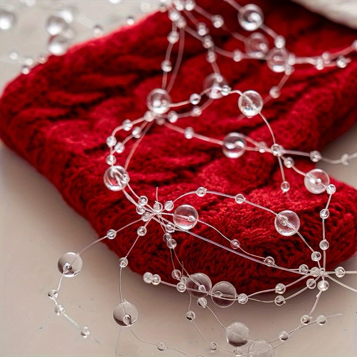 1ROLL\u002F1.3m Long Starry 8+3 Fishing Line Connecting Beads, Imitation Pearl Bead Chain Decoration, DIY Hanging Ornament, Round Bead String, Surrounding Atmosphere, Scene Layout, Dress Up Props, Wedding Hand Bouquet Flower Decoration Accessories