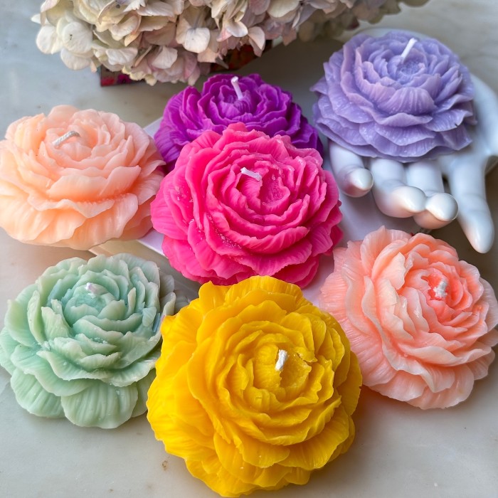 Valentine's Day peony wedding three-dimensional smoke-free aromatherapy candle ins home decoration incense senior bedroom lasting DIY home Women's birthday holiday gift