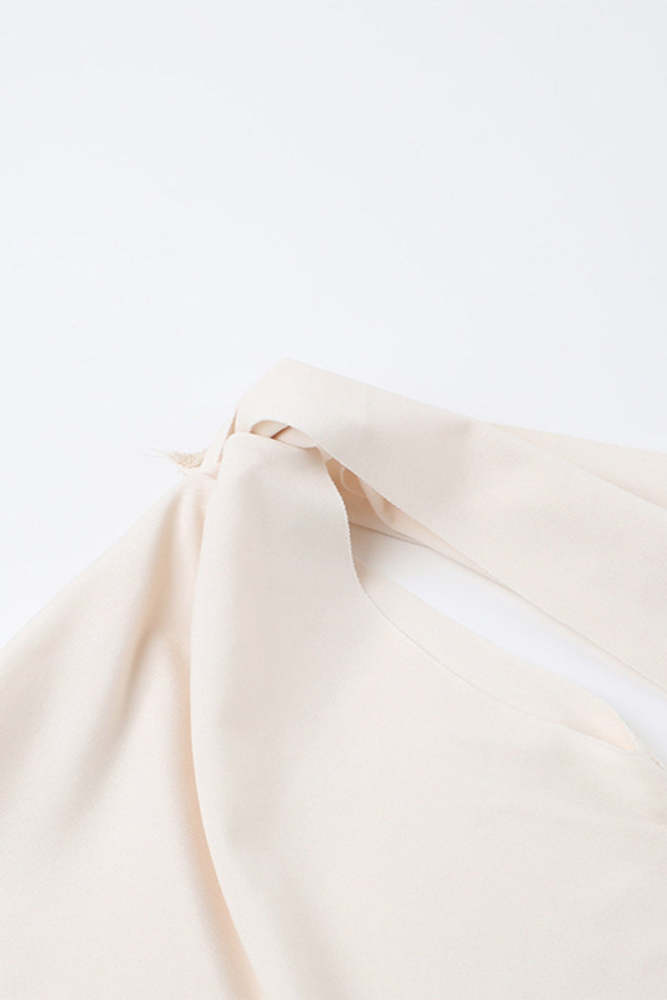Elegant Solid Patchwork Oblique Collar One Step Skirt Dresses