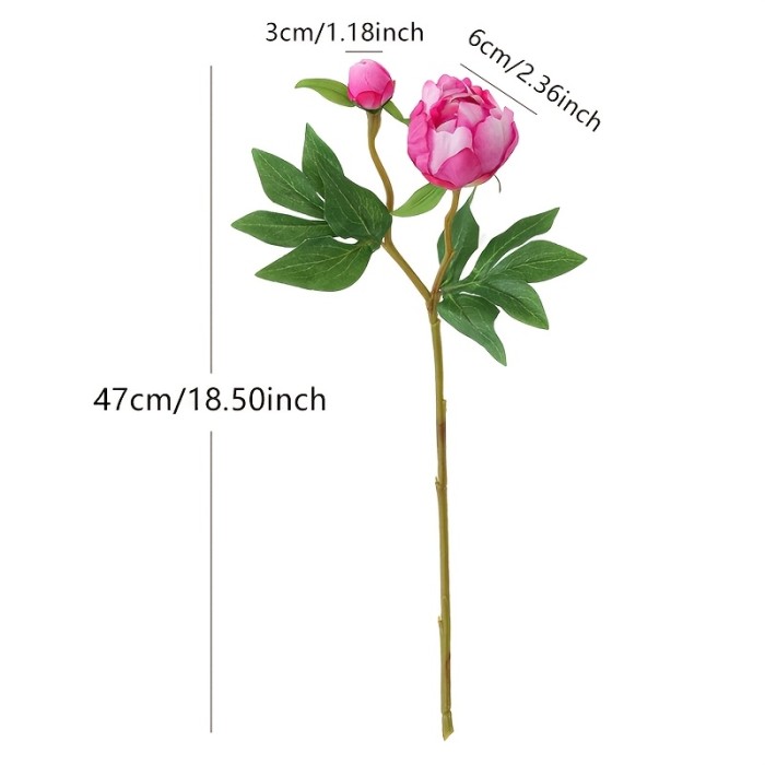 5pcs Realistic 2-Head Peony Artificial Flowers, Silk Paeonia Faux Floral, Perfect for Vase Arrangements, Home Living Room Tabletop Decor, Outdoor Garden, Wedding, Valentine'S Day, Birthday Party Gift, Spring Season Home Decor Without Container