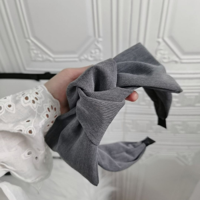 1pc, Korean-French Style Oversized Middle Bow Headband, Vintage Wide Fabric Hairband, Elegant Retro Hair Accessory for Women