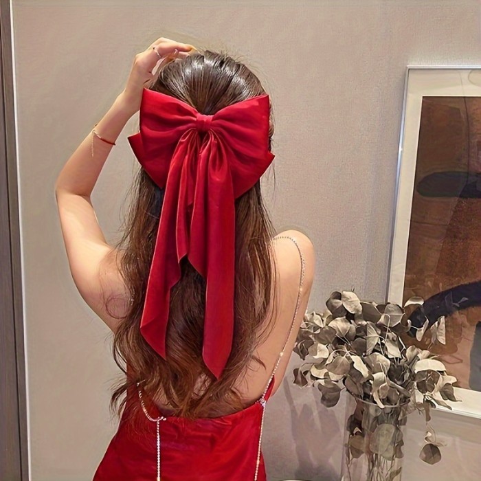 Elegant Fabric Bow Tie Hair Clip - Solid Color, Bowknot Design, Multi-functional Fashion Hair Accessory for Women (Single Piece)