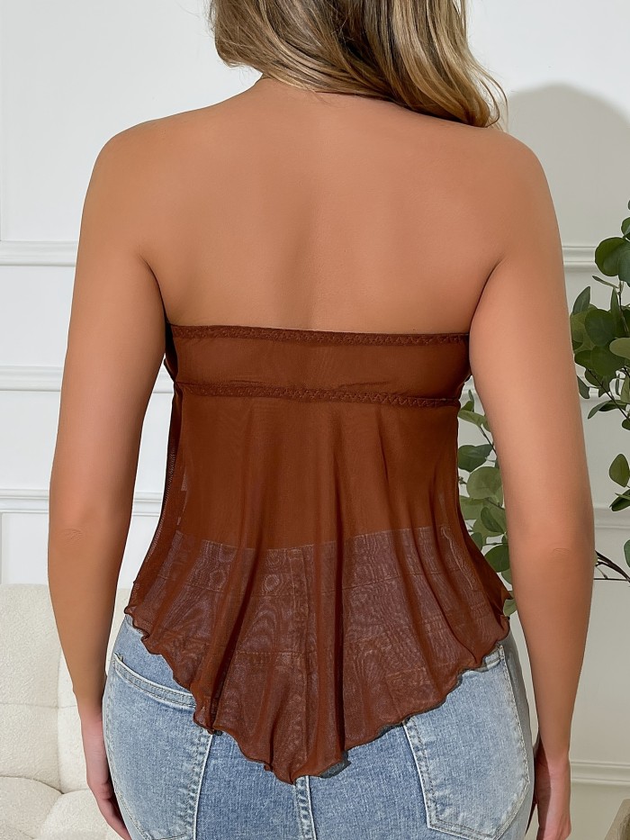 Breathable Polyester Blend Sexy Cami Top - Summer 2024 Non-See-Through Solid Color with Bow Detail for Women