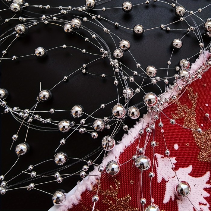 1ROLL\u002F1.3m Long Starry 8+3 Fishing Line Connecting Beads, Imitation Pearl Bead Chain Decoration, DIY Hanging Ornament, Round Bead String, Surrounding Atmosphere, Scene Layout, Dress Up Props, Wedding Hand Bouquet Flower Decoration Accessories