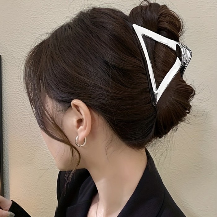 Geometric Retro Hairpin Accessory Minimalist Alloy Triangle Hair Clip, Retro Geometric Hairpin, Solid Color Middle Size Single Piece Hair Accessories