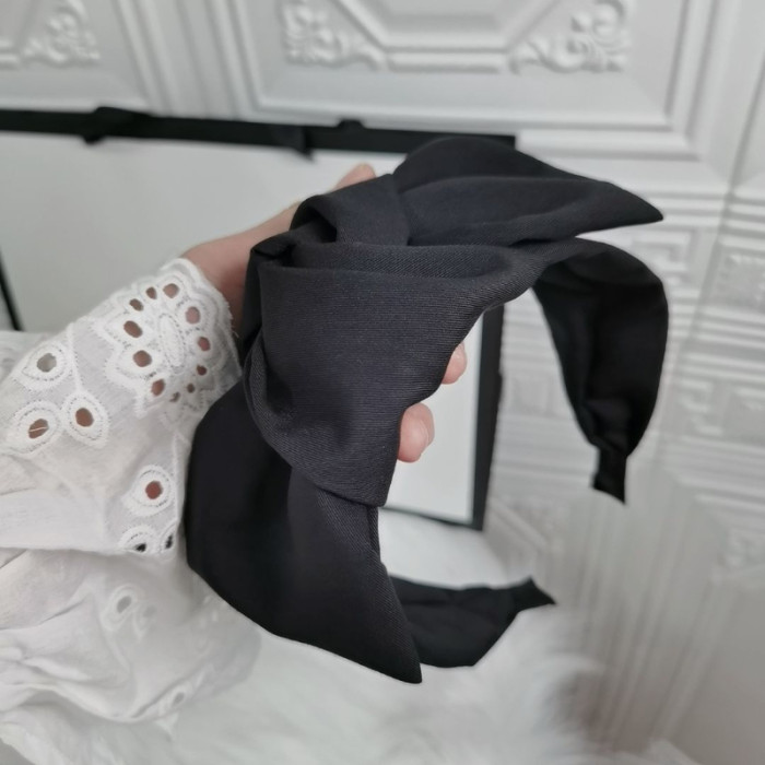 1pc, Korean-French Style Oversized Middle Bow Headband, Vintage Wide Fabric Hairband, Elegant Retro Hair Accessory for Women