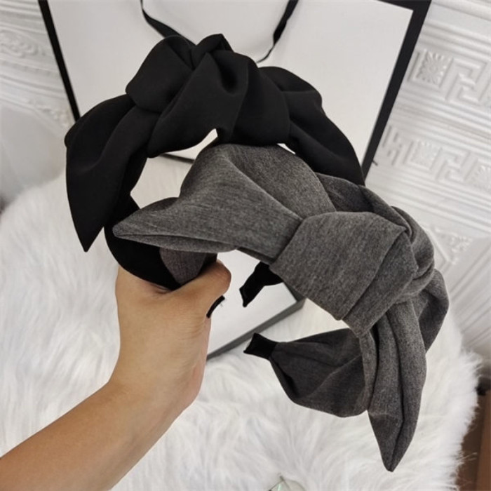 1pc, Korean-French Style Oversized Middle Bow Headband, Vintage Wide Fabric Hairband, Elegant Retro Hair Accessory for Women