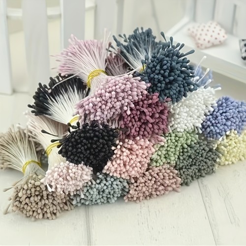 800\u002F1600pcs Artificial Flower Stamens - Vibrant DIY Decorations for Home, Wedding, and Holiday Crafts - Long-Lasting Plastic Material, Perfect for Valentines Day, Christmas, and Halloween