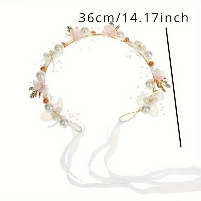 European and American Popular Hot Selling Girls' Head Buckle Streamer Decorative Gift Korean Style Korean Style Flower Crown Headwear Princess Flower Crown Super Fairy Hairband Flower Youngsters Wedding Head Flower Girl Headband Hair Accessories Hairpin Headwear
