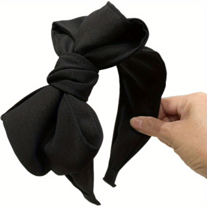 Elegant Polyester Bow Headband for Women - Minimalist Pleated Dress Up Hairband with Bow Detail, Single Piece Hair Accessory