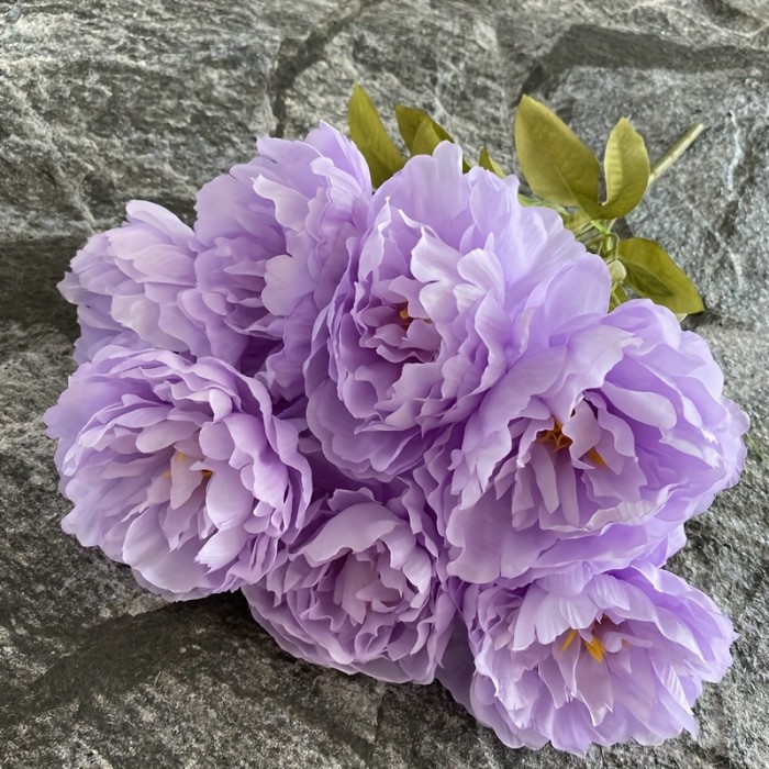 7 Stems Plastic Artificial Peony Flowers Bouquet, Wedding and Engagement Decor, Home Living Room Table Faux Floral Arrangement, No Container Included