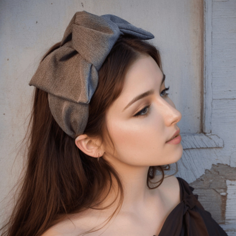 1pc, Korean-French Style Oversized Middle Bow Headband, Vintage Wide Fabric Hairband, Elegant Retro Hair Accessory for Women