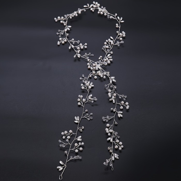Sparkling Gem And Pearl Hair Accessory For Bridal Gown And Wedding Dress