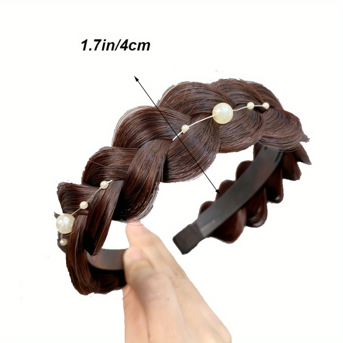 Elegant Handwoven Faux Pearl Headband - Stylish & Natural Look for Casual Attire and Wedding Bridesmaids