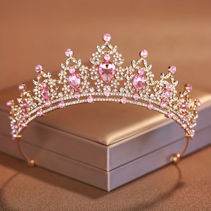 1pc Baroque Style Bridal Tiara With Imitation Purple Crystals, Luxurious Korean Style Princess Birthday Crown, Regal Wedding Headpiece For Women