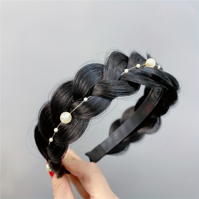 Elegant Handwoven Faux Pearl Headband - Stylish & Natural Look for Casual Attire and Wedding Bridesmaids