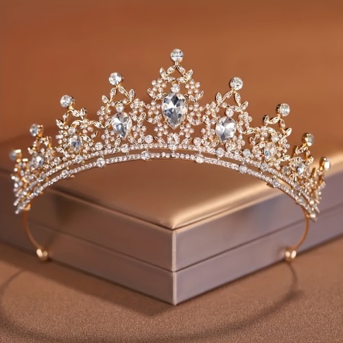 1pc Baroque Style Bridal Tiara With Imitation Purple Crystals, Luxurious Korean Style Princess Birthday Crown, Regal Wedding Headpiece For Women
