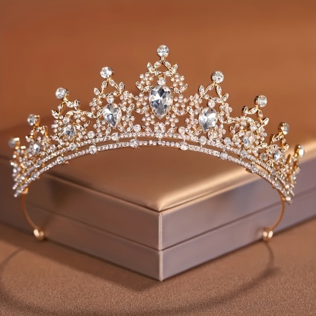 1pc Baroque Style Bridal Tiara With Imitation Purple Crystals, Luxurious Korean Style Princess Birthday Crown, Regal Wedding Headpiece For Women