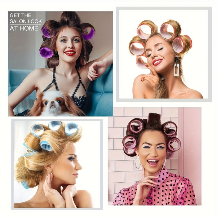 30pcs Hair Curling Rollers Kit 30pcs\u002FSet Self-Grip Rollers Kit With 18pcs Heatless Hair Rollers And 12 Hair Clips, DIY Hair Curling Tools Set